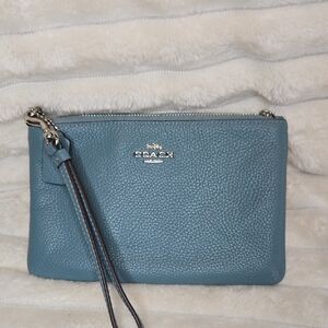 Coach Blue Leather Wristlet